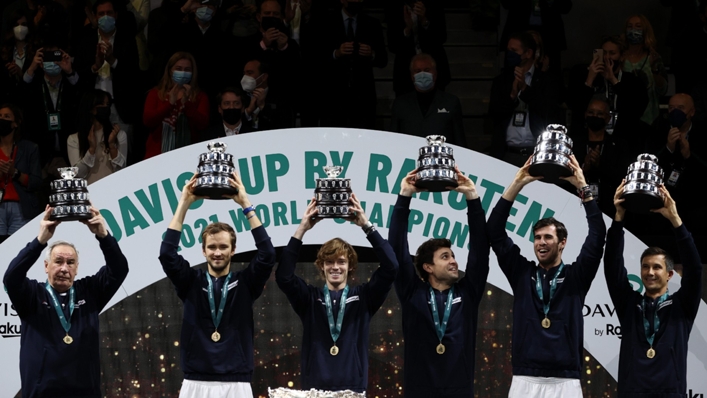 The Russian Tennis Federation completed a hat-trick of Davis Cup titles in Madrid