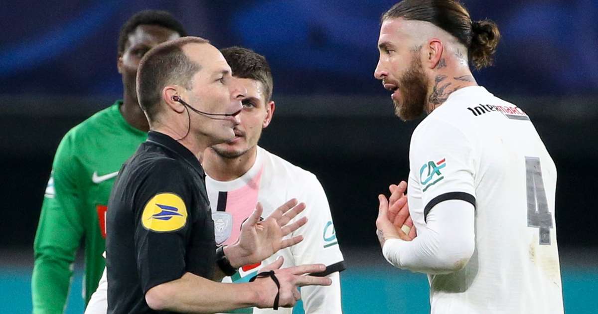Ramos earns first PSG red card