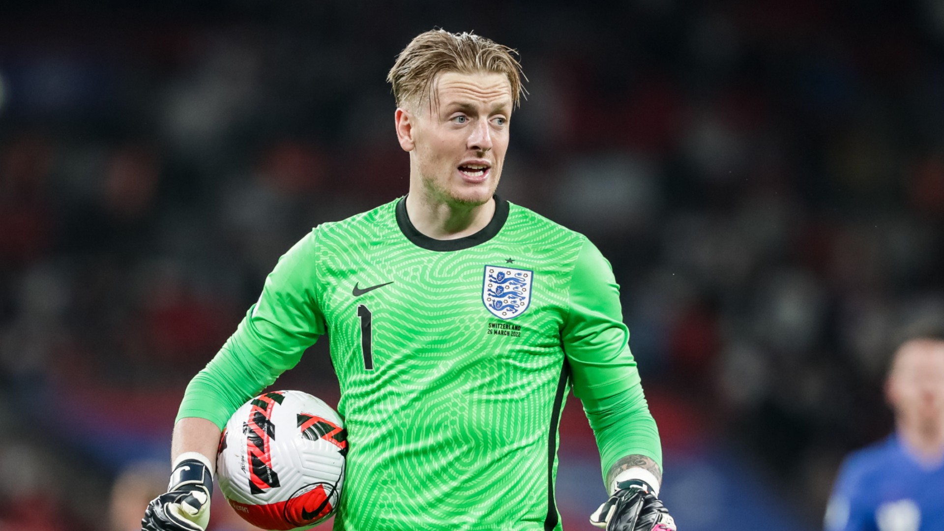 Jordan Pickford in action for England