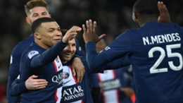 Lionel Messi celebrates scoring for a fifth Ligue 1 game in a row