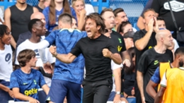Antonio Conte celebrates during Tottenham's 2-2 draw with Chelsea