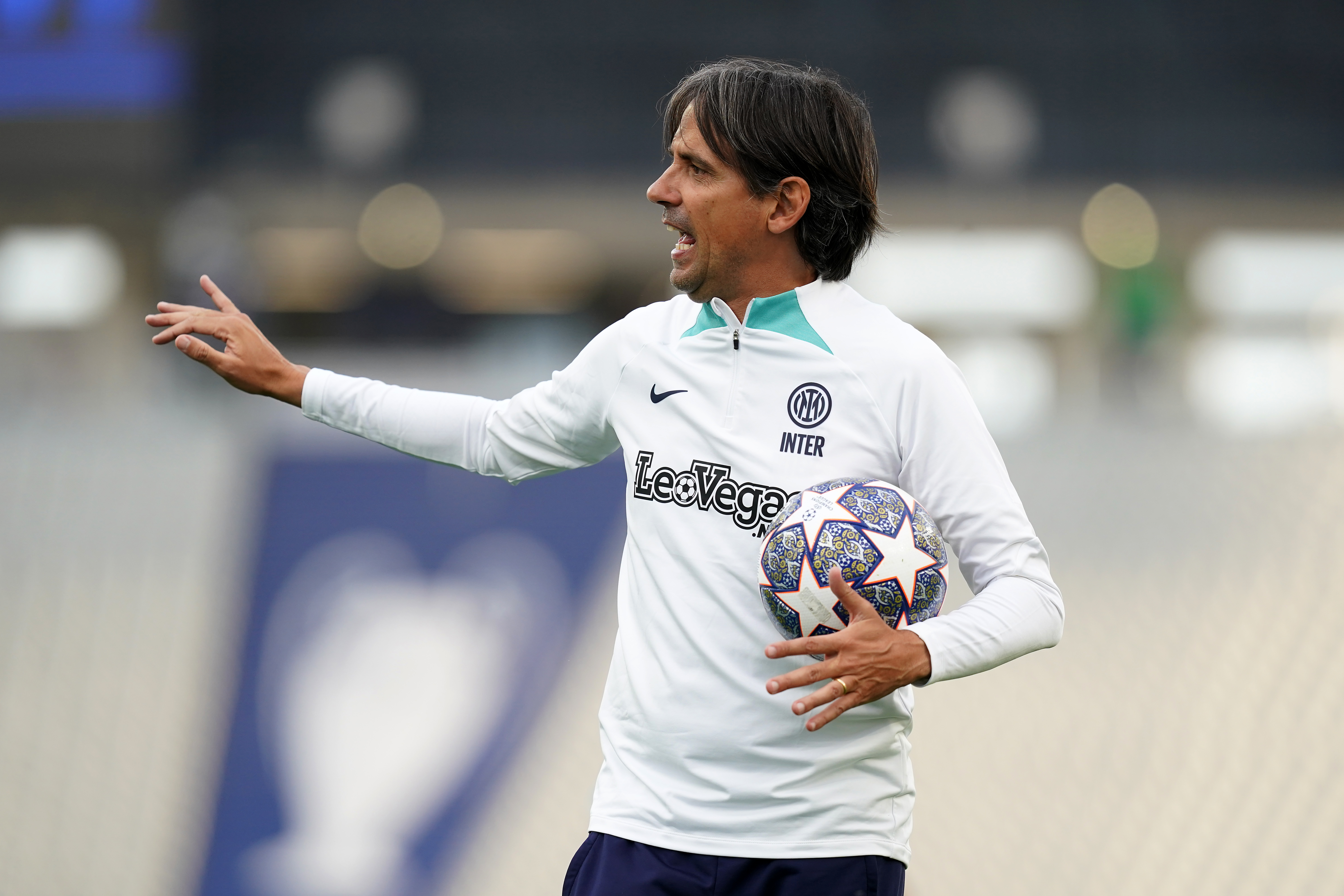 Inter Milan coach Simone Inzaghi during a training session