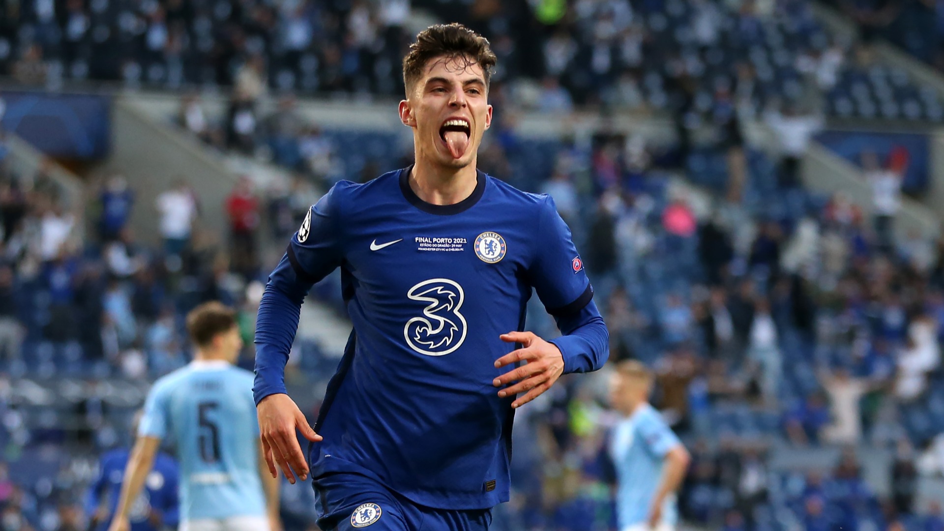 Kai Havertz celebrates his goal against Manchester City in the Champions League final