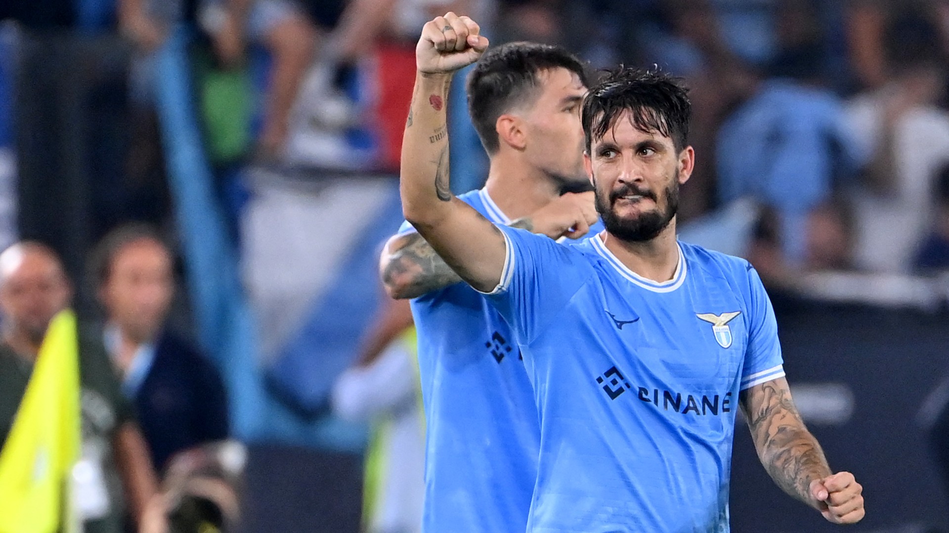 Luis Alberto celebrates his goal in Lazio's 3-1 win over Inter