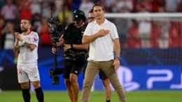 Julen Lopetegui salutes Sevilla's supporters after his final match as head coach