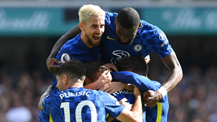 Chelsea's Trevoh Chalobah was mobbed by his team-mates after netting on his Premier League debut