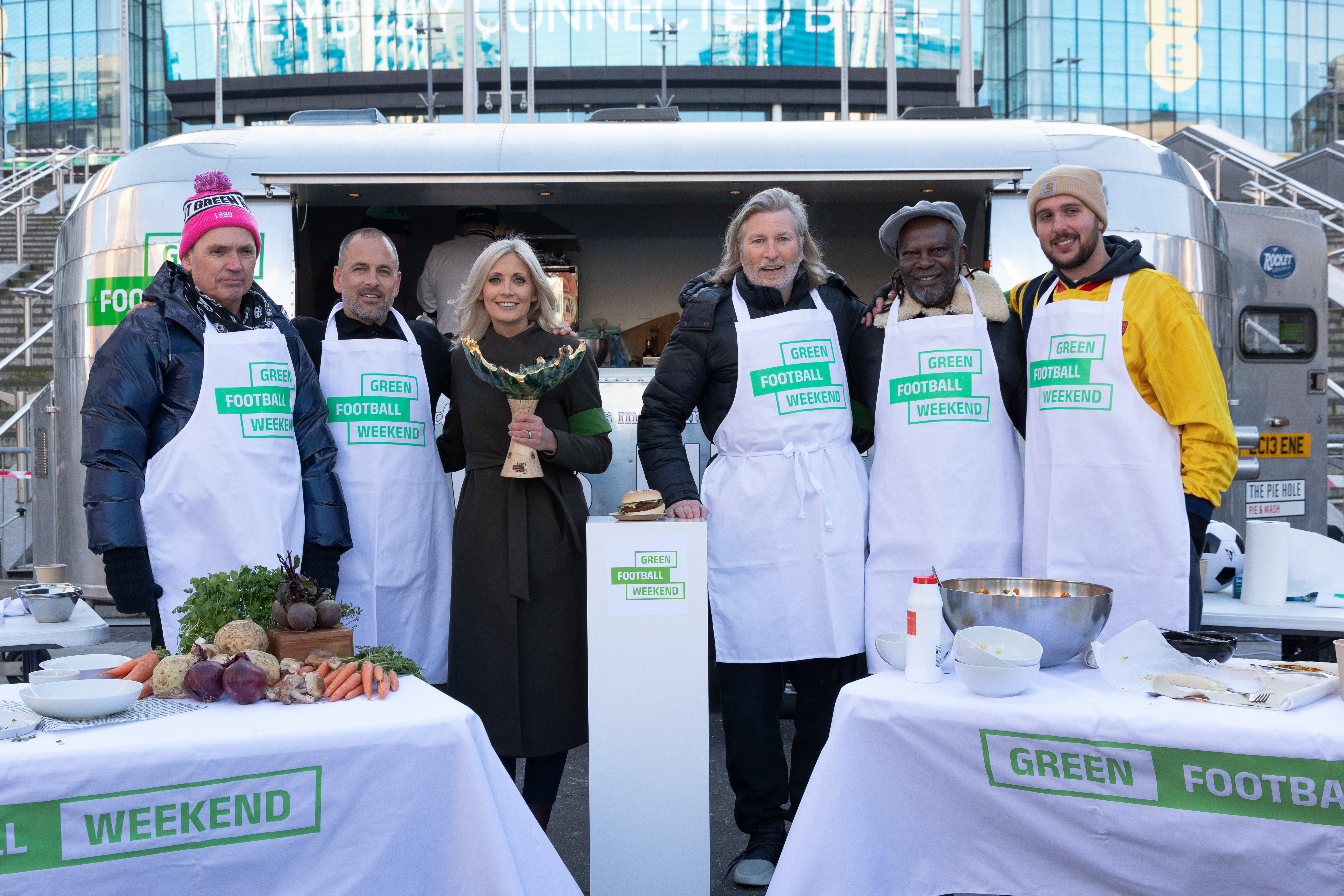 Dale Vince, Joe Cole, Lynsey Hipgrave, Robbie Savage, Levi Roots and Alfie Steiner launch Green Football Weekend 2024