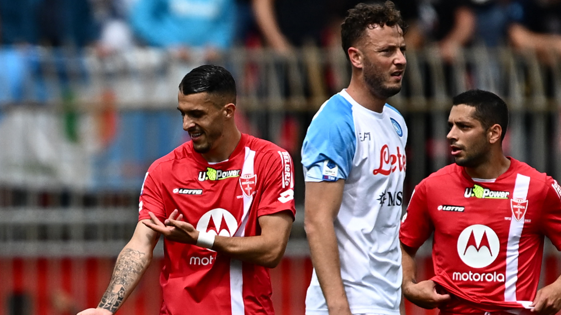 Dany Mota (L) set Monza on their way to a shock win over Napoli