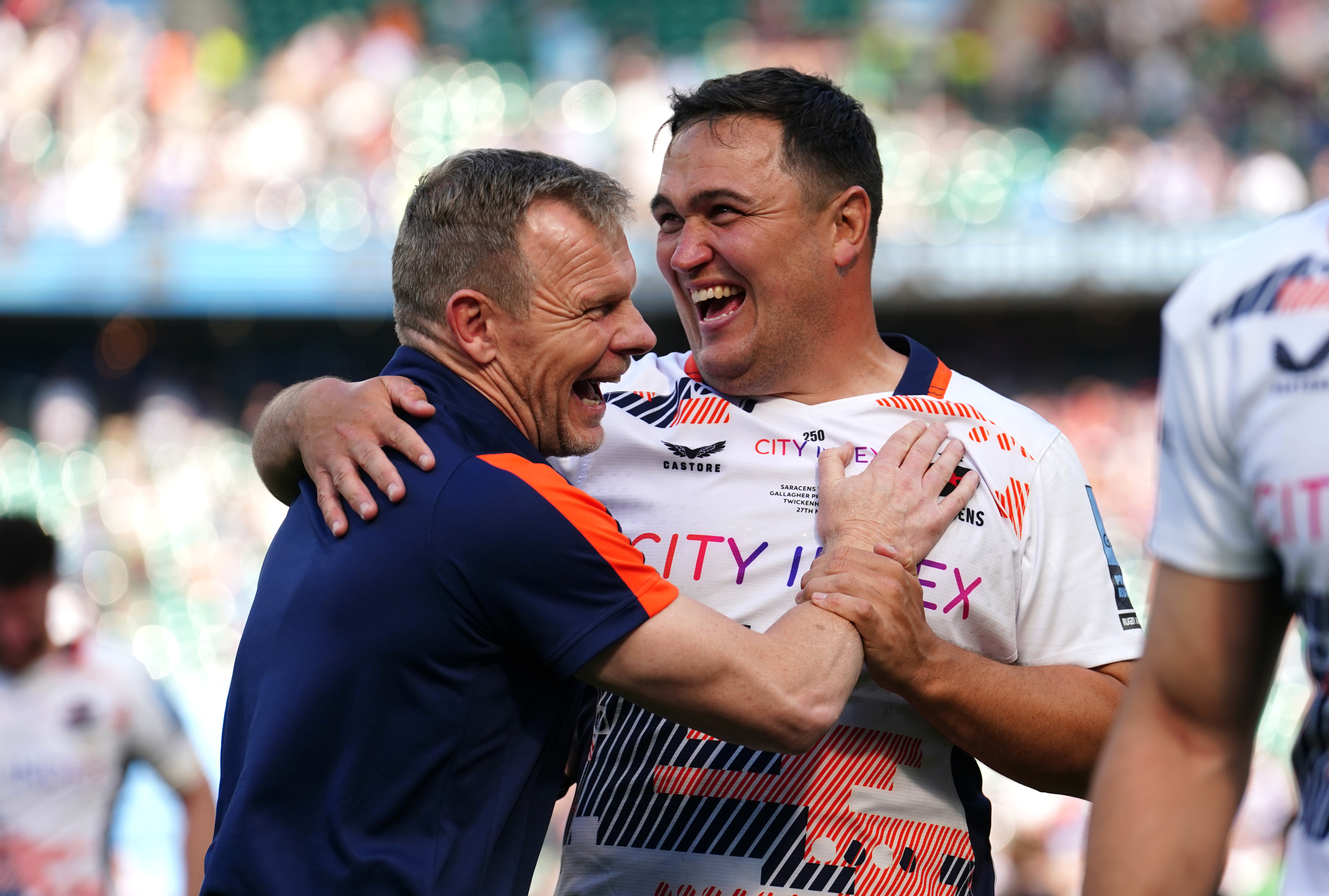 Saracens director of rugby Mark McCall, left, saluted Jamie George's strength of character