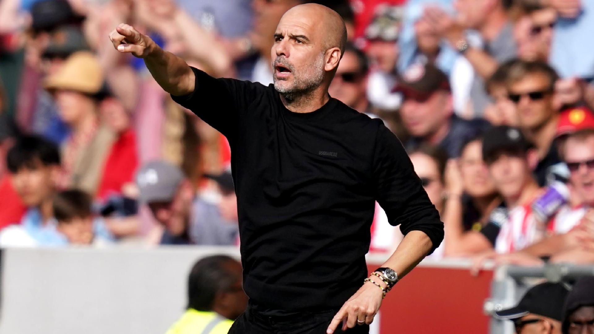 Pep Guardiola has vowed to “give everything” to beat Manchester United (John Walton/PA)