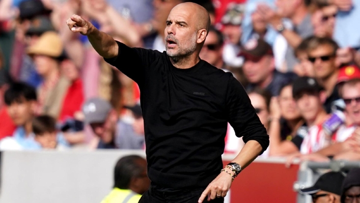 Pep Guardiola has vowed to “give everything” to beat Manchester United (John Walton/PA)
