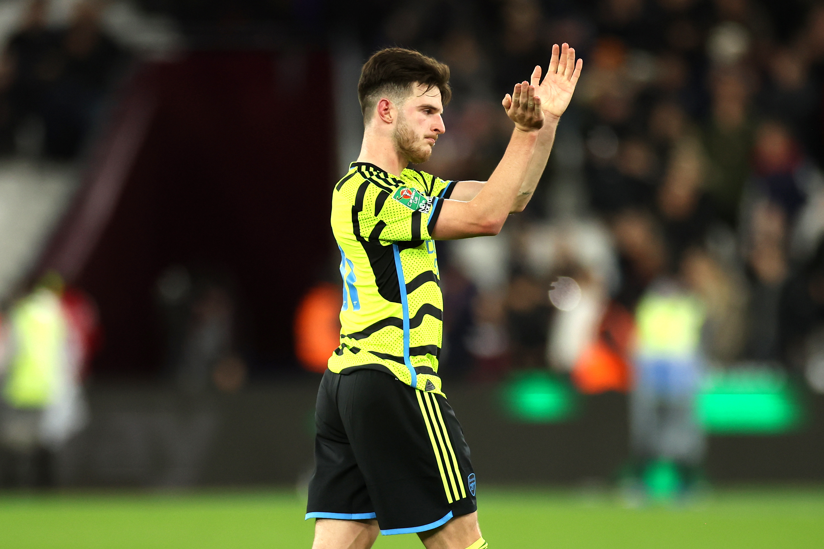 Declan Rice applauded the West Ham fans on his first return to the club with Arsenal