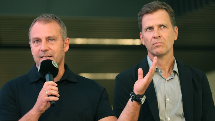 Hansi Flick (L) and Oliver Bierhoff (R) worked closely as off-field leaders of the Germany team