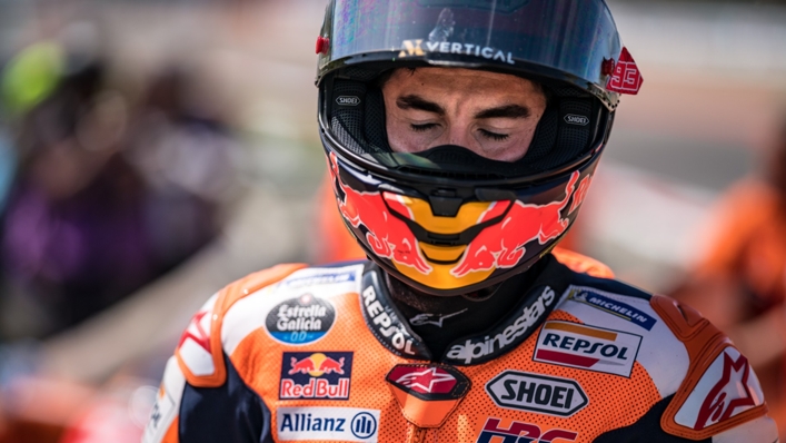 Marc Marquez crashed out of the race at Sunday's Portuguese Grand Prix in Portimao
