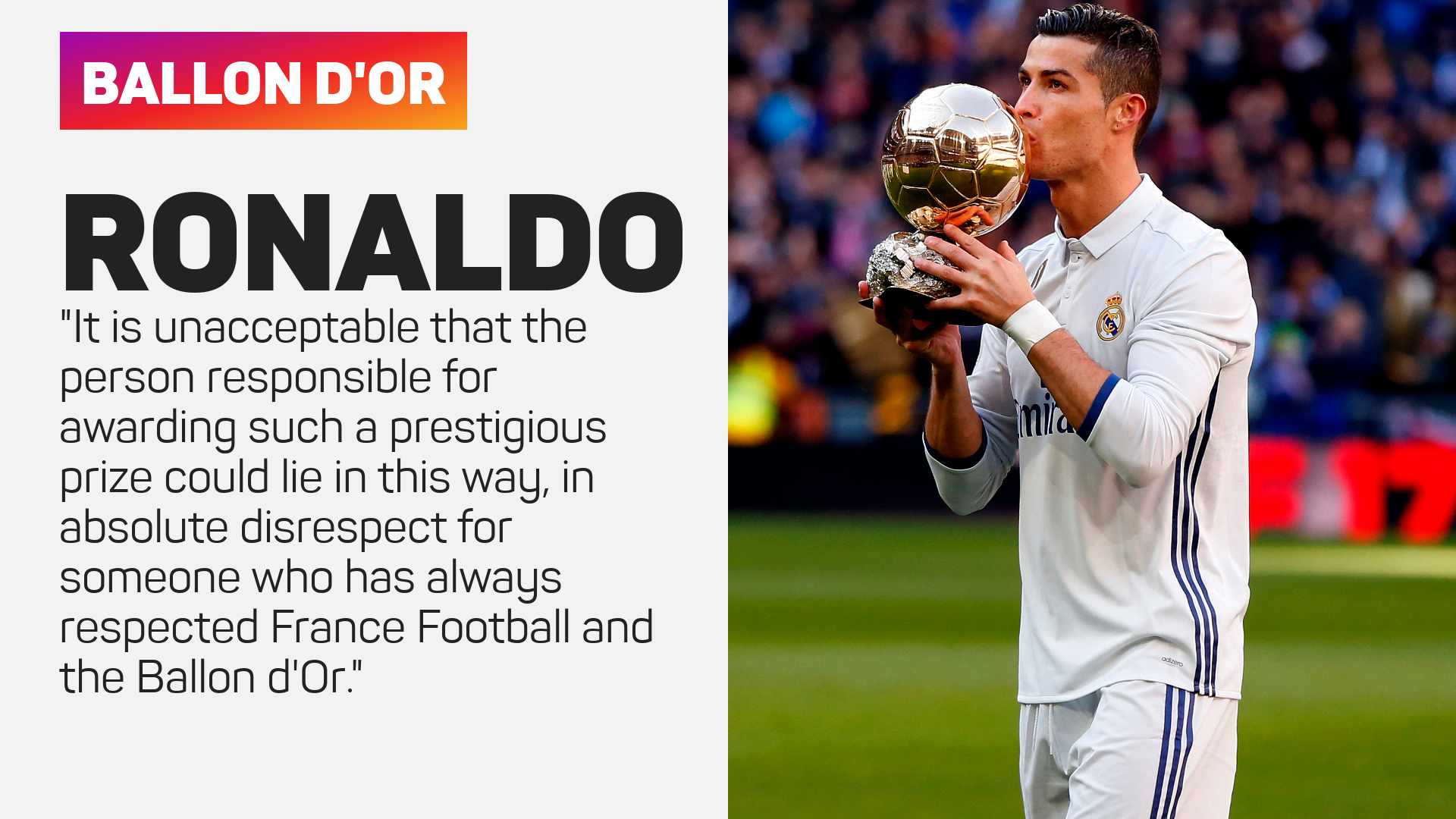 Cristiano Ronaldo is not happy with France Football