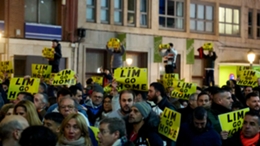 Valencia fans protest against owner Peter Lim ahead of the LaLiga match against Athletic Bilbao