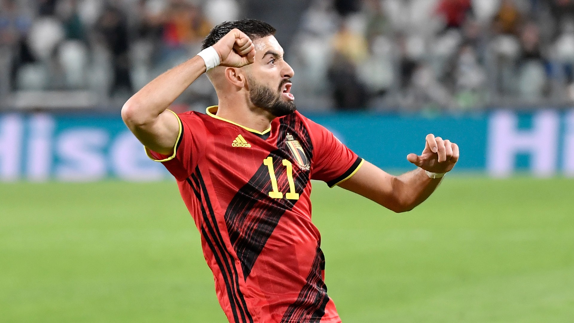 Yannick Carrasco celebrates his goal against France