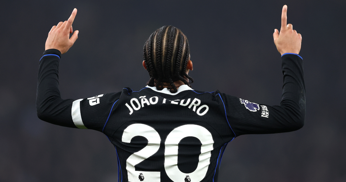 Joao Pedro celebrating a goal for Chelsea