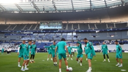 Real Madrid train at the Stade de France