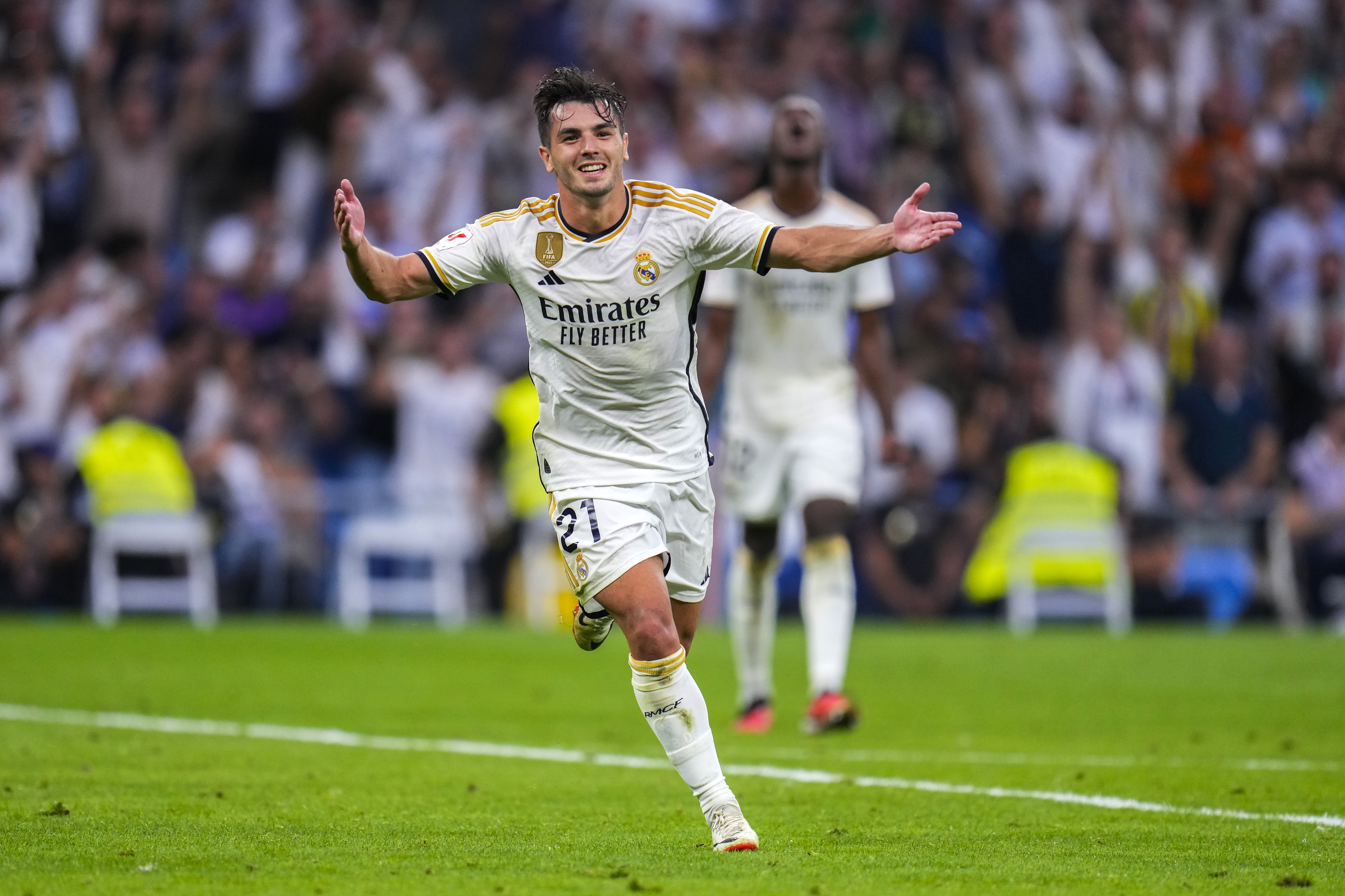 Brahim Diaz celebrates his opening goal