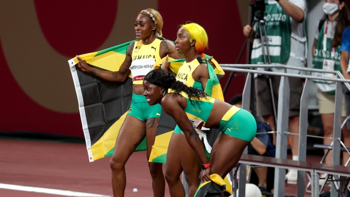 Jamaica took all three medals in the women's 100m sprint