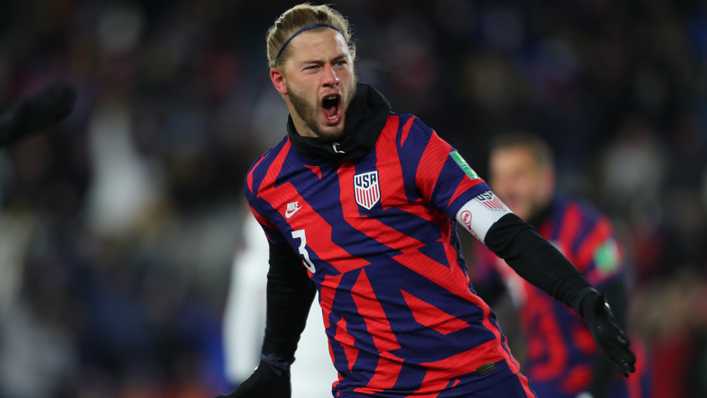 Walker Zimmerman of United States reacts after his teammate Weston McKennie scored the first goal