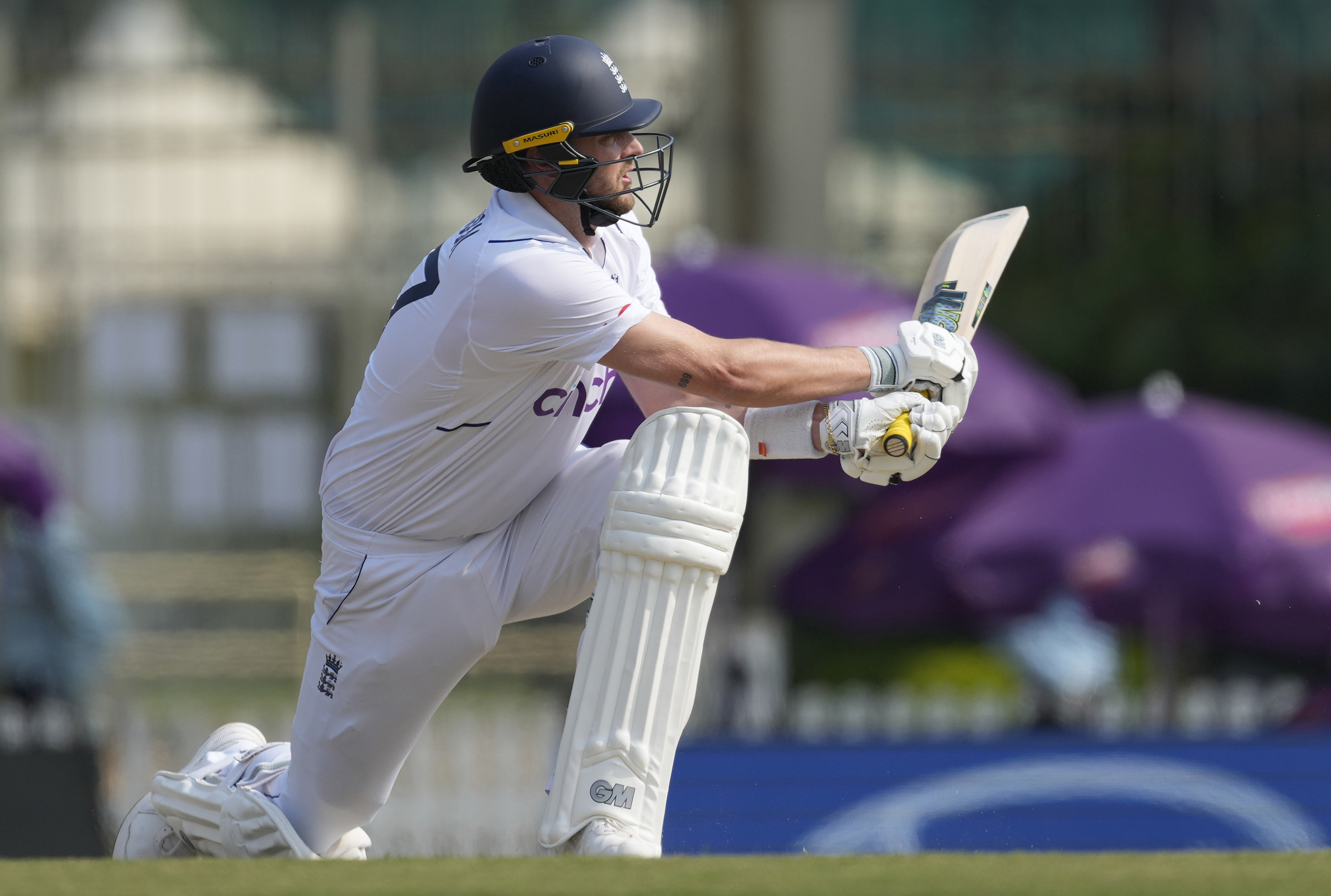 Ollie Robinson made an important 58 for England (Ajit Solanki/AP)