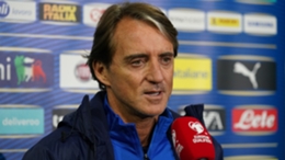 Roberto Mancini speaks in Sunday's news conference ahead of the clash with Italy.