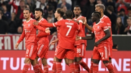 Bayern Munich players celebrate Leroy Sane's second goal