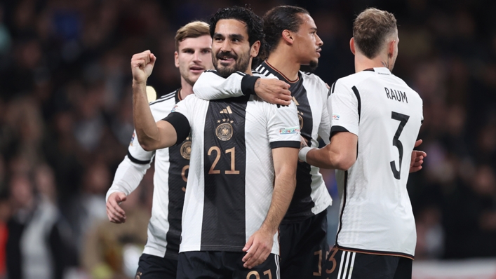 Ilkay Gundogan celebrates after opening the scoring for Germany against England on Monday