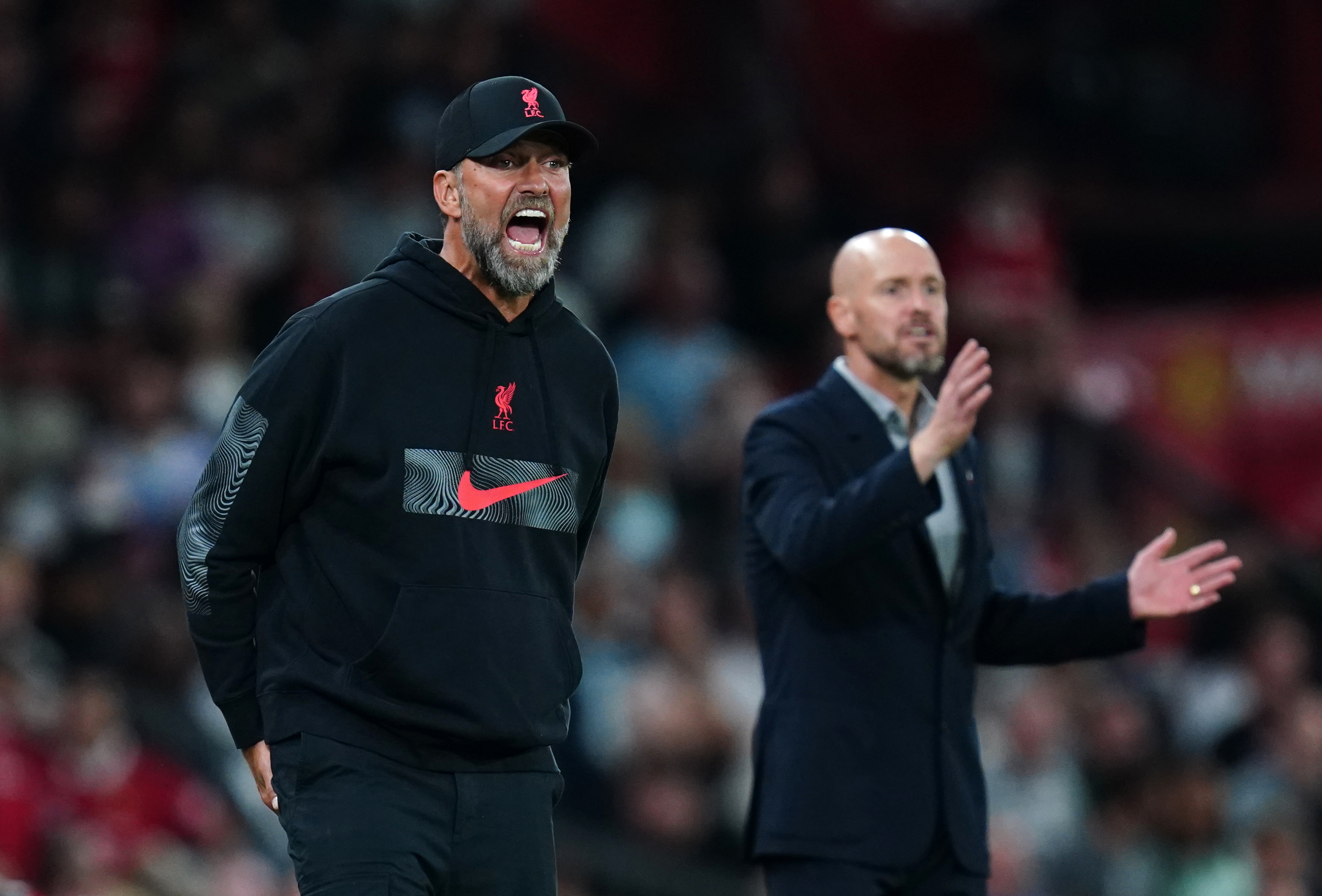 Jurgen Klopp leads Liverpool to Erik ten Hag's Manchester United on Sunday