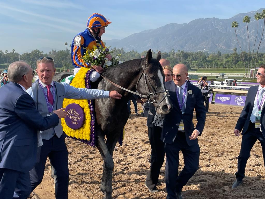 Ryan Moore and Auguste Rodin after the Breeders' Cup