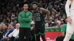 Marcus Smart with Boston Celtics interim head coach Joe Mazzulla