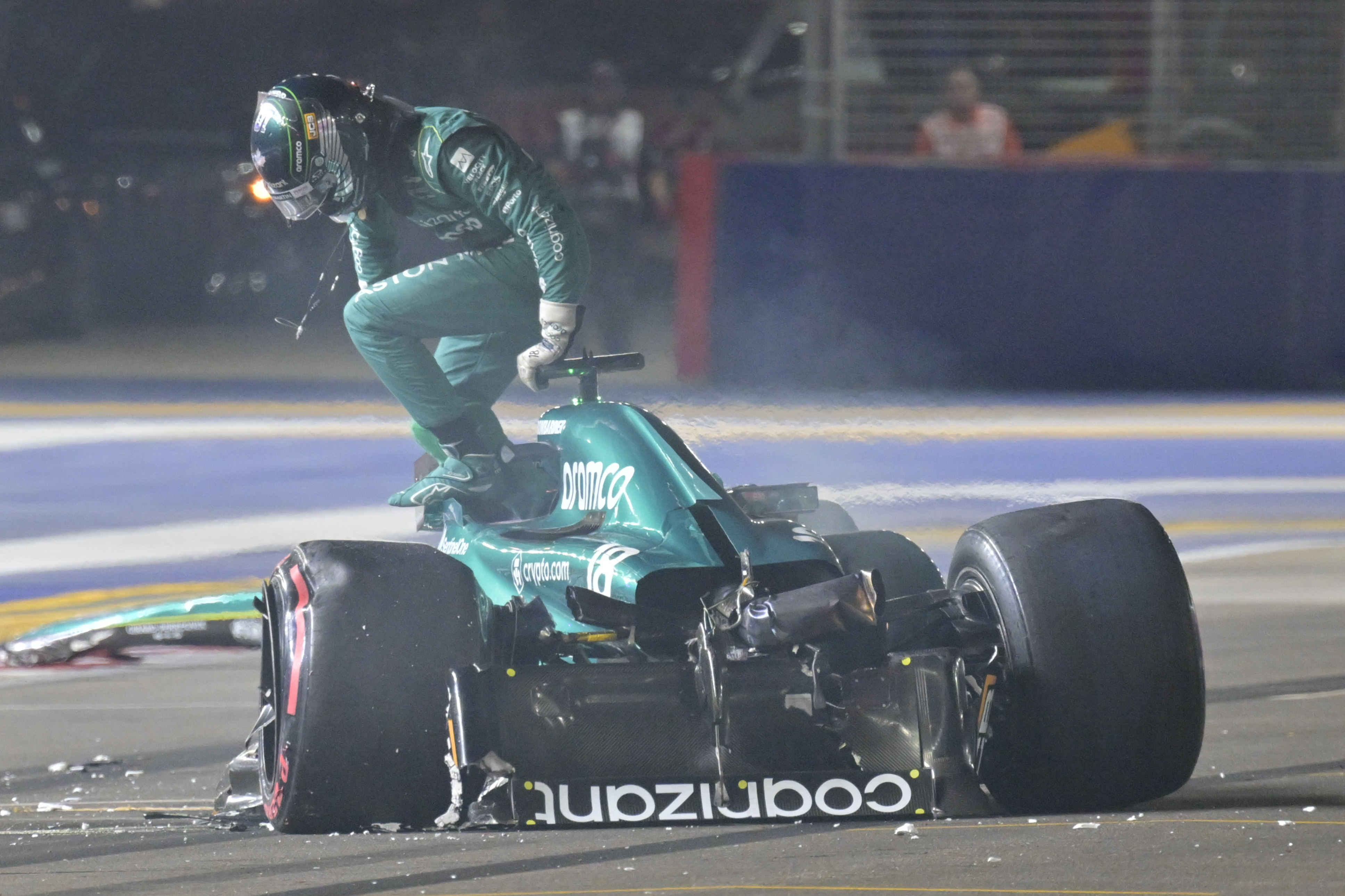 Lance Stroll walked away from a dramatic crash in qualifying
