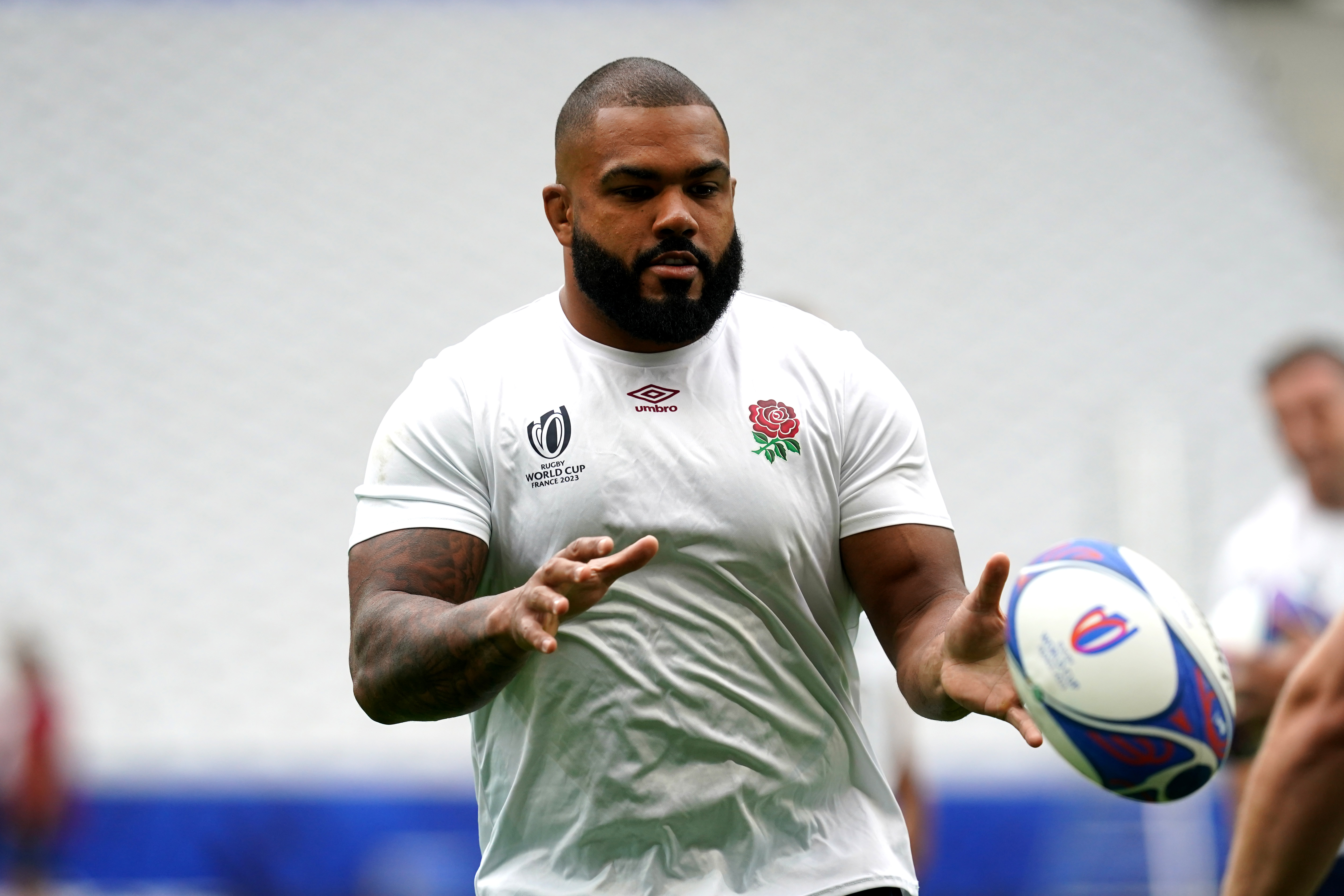 Kyle Sinckler during a training session at the Stade Pierre Mauroy