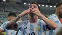 Lionel Messi celebrating Argentina's Copa America triumph