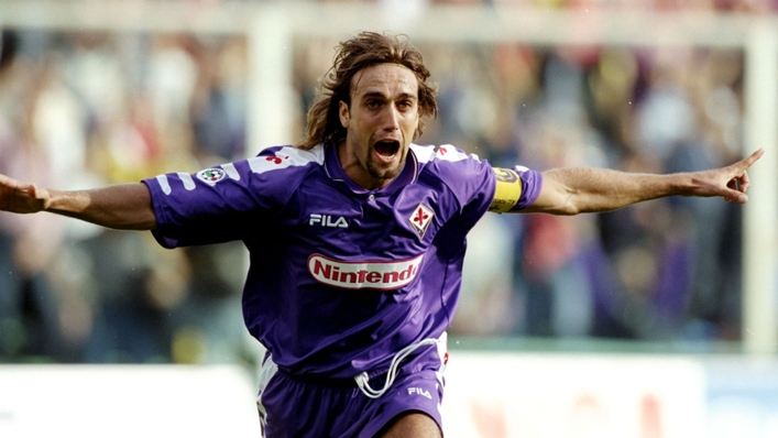 Gabriel Batistuta celebrating for Fiorentina
