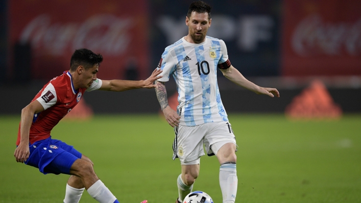 Lionel Messi in action against Chile