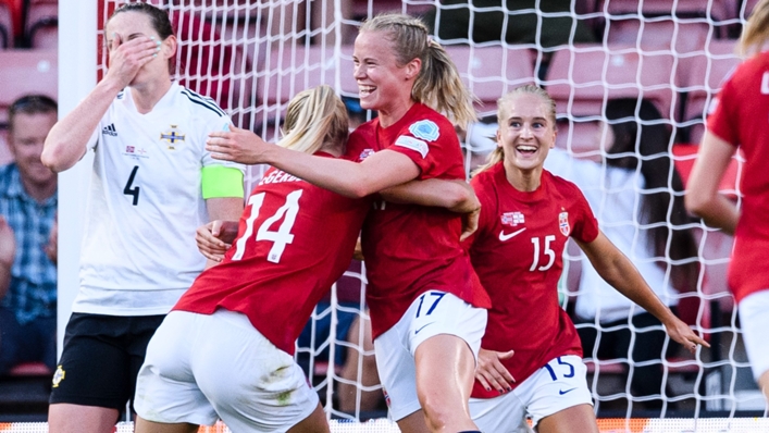 Norway celebrate Julie Blakstad's goal