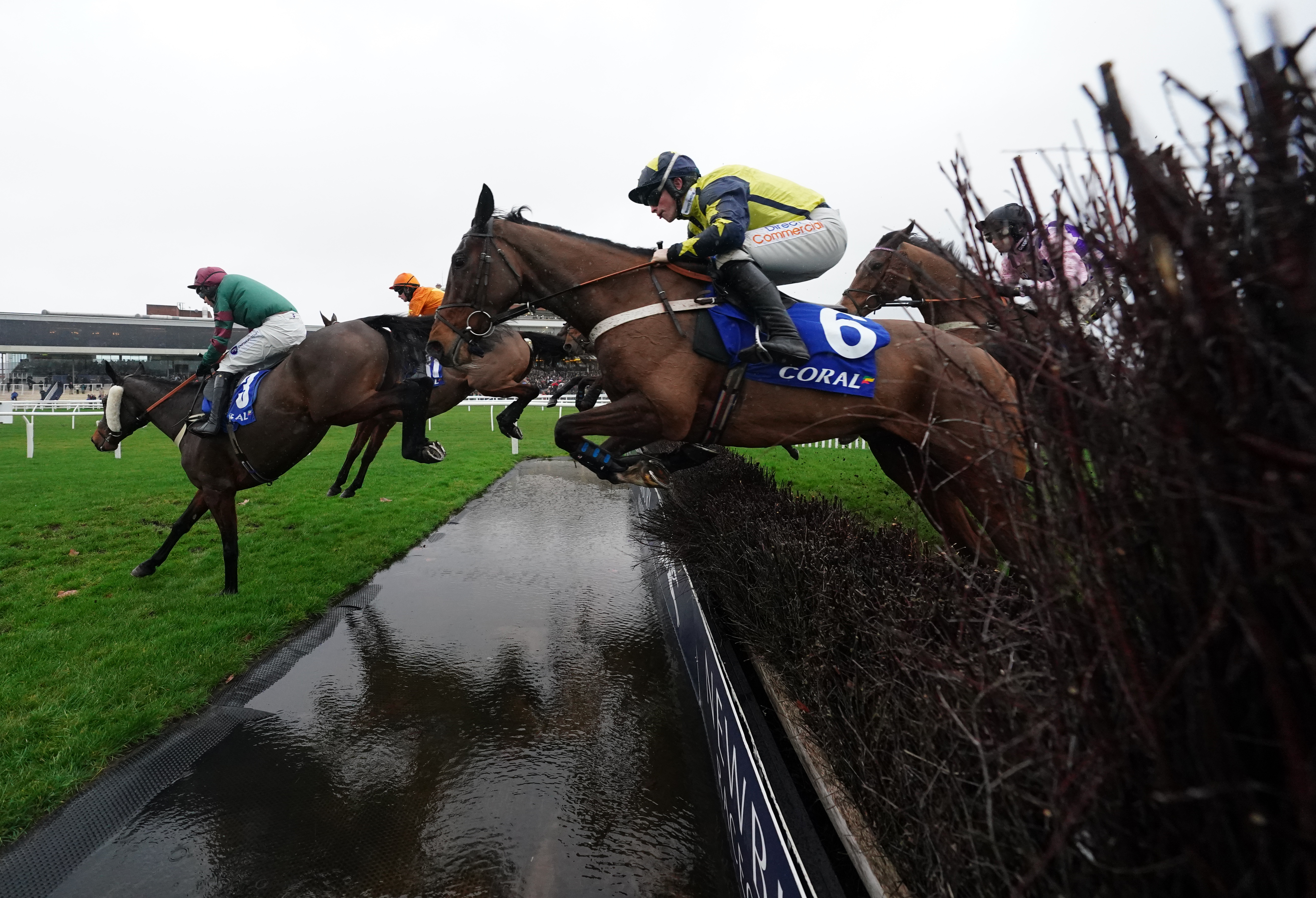 Surrey Quest clears the water jump at Newbury