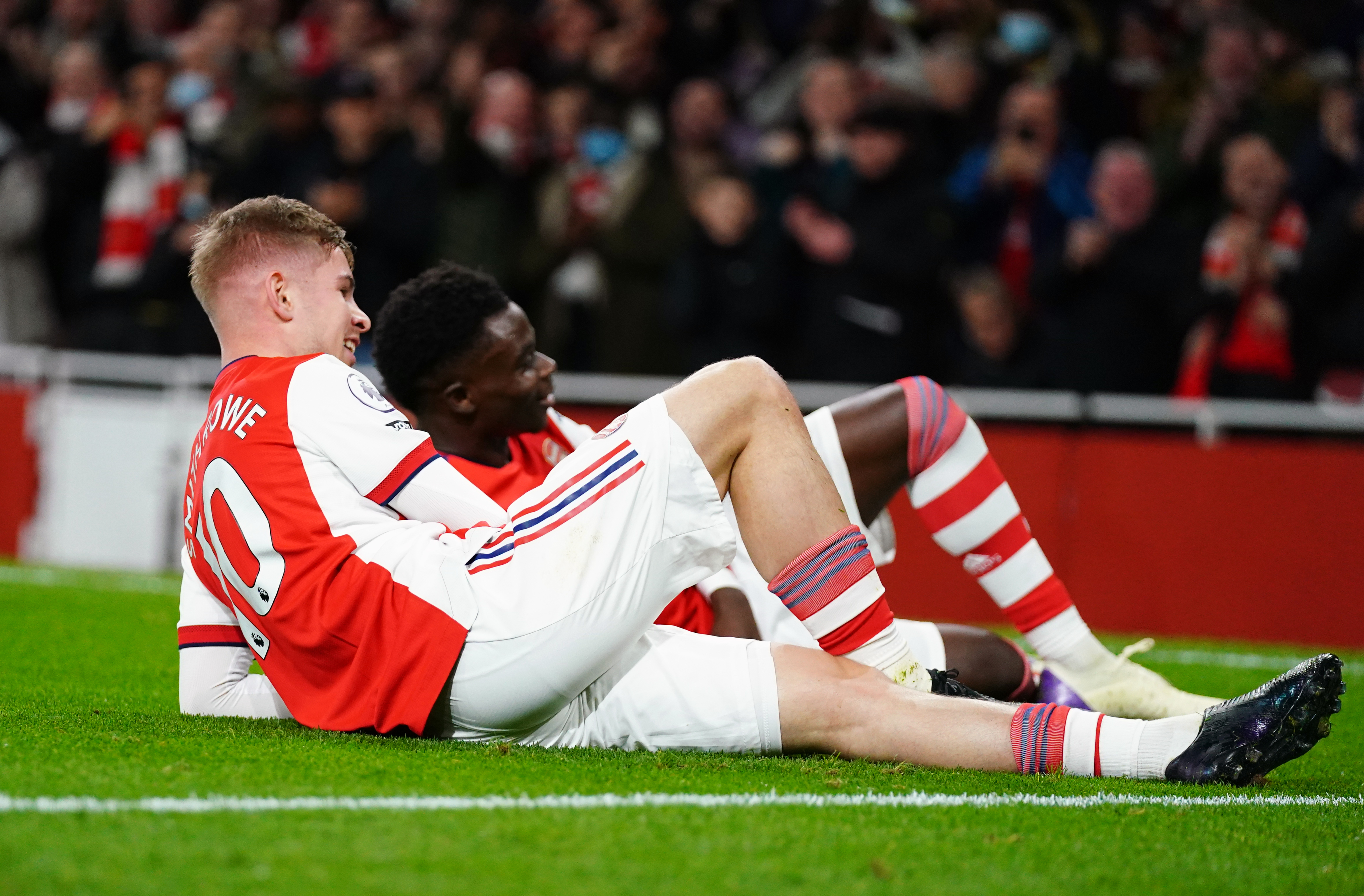 Emile Smith Rowe, left, and Bukayo Saka