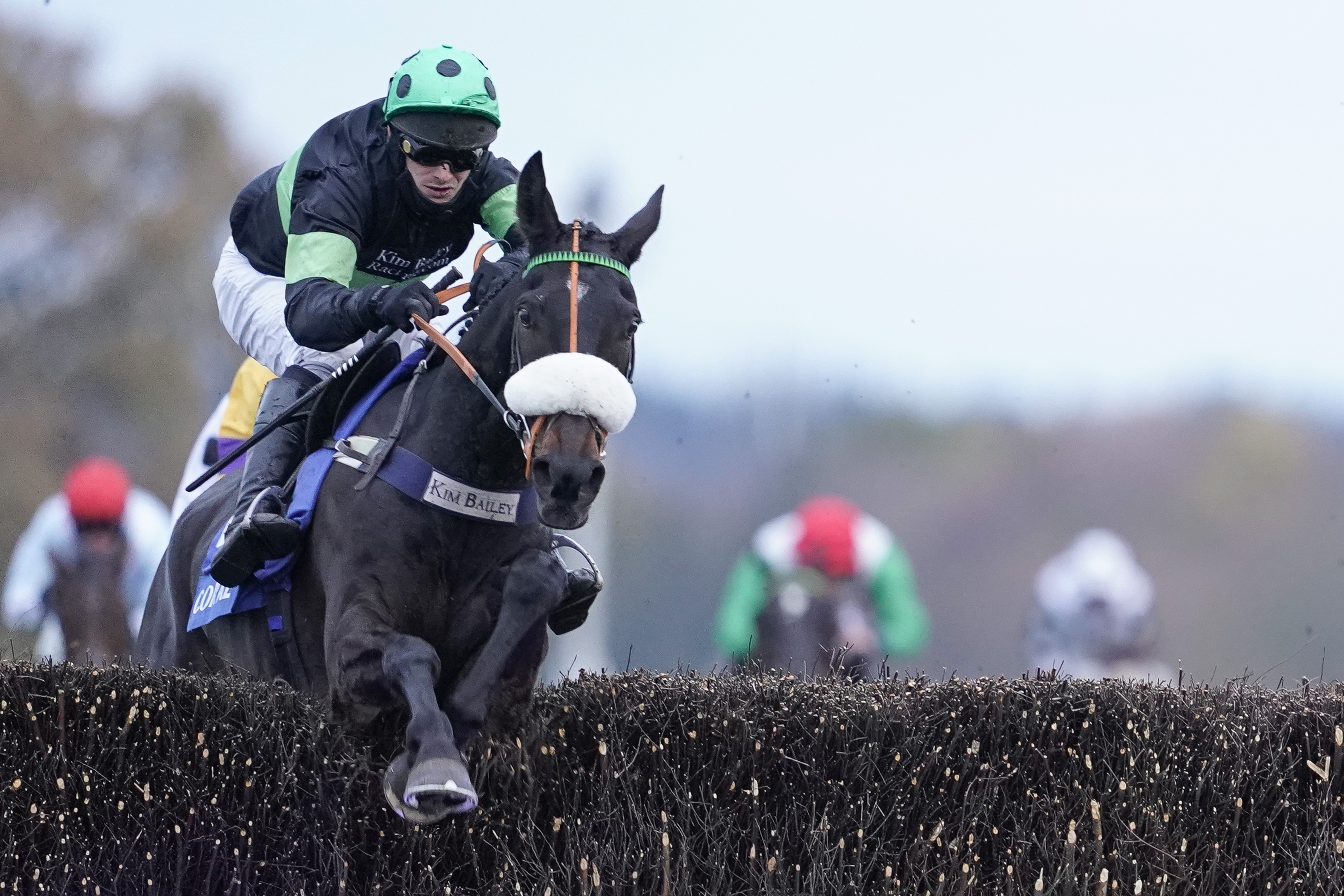 David Bass and First Flow winning the Coral Hurst Park Handicap Chase at Ascot