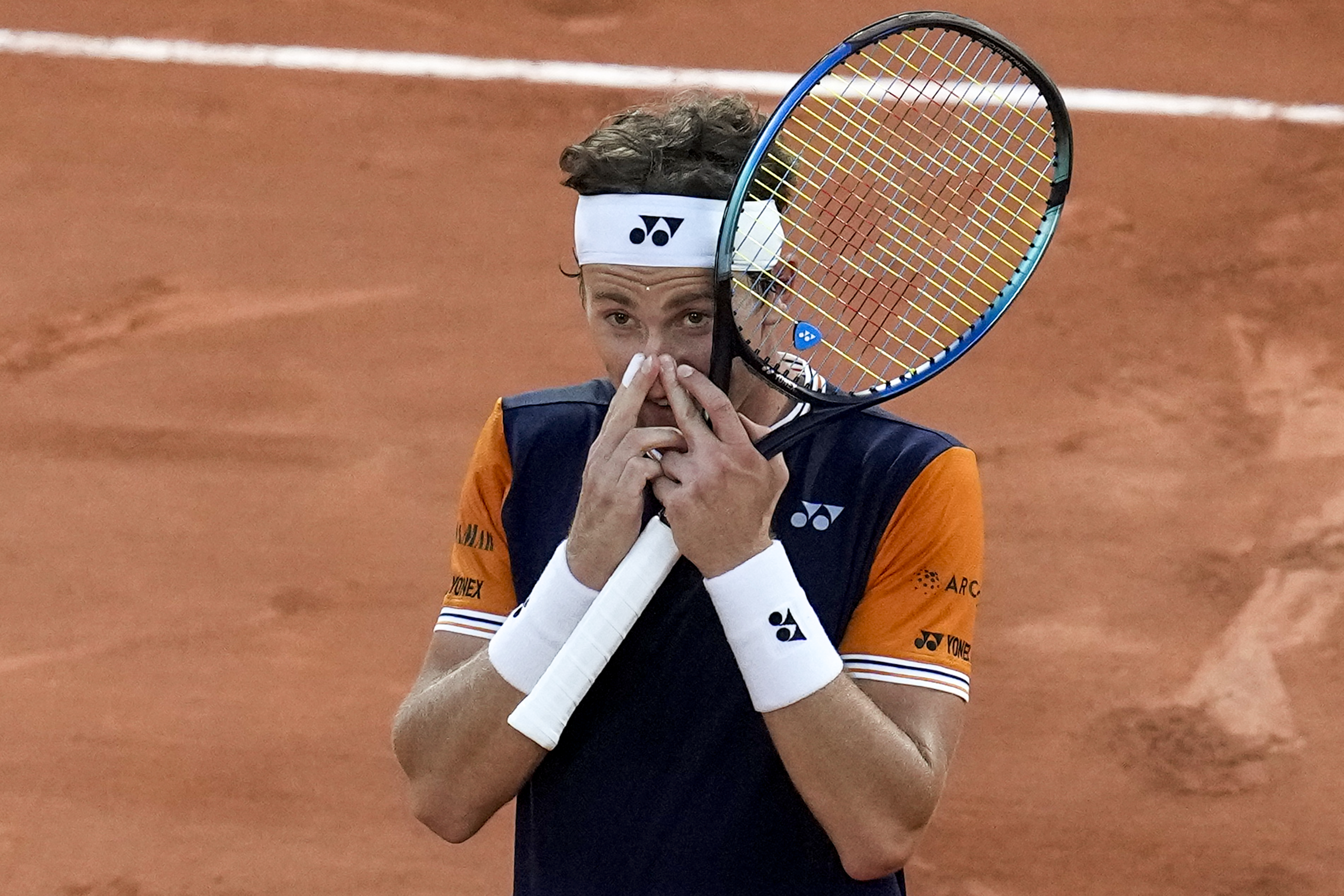 Casper Ruud celebrates winning his semi-final