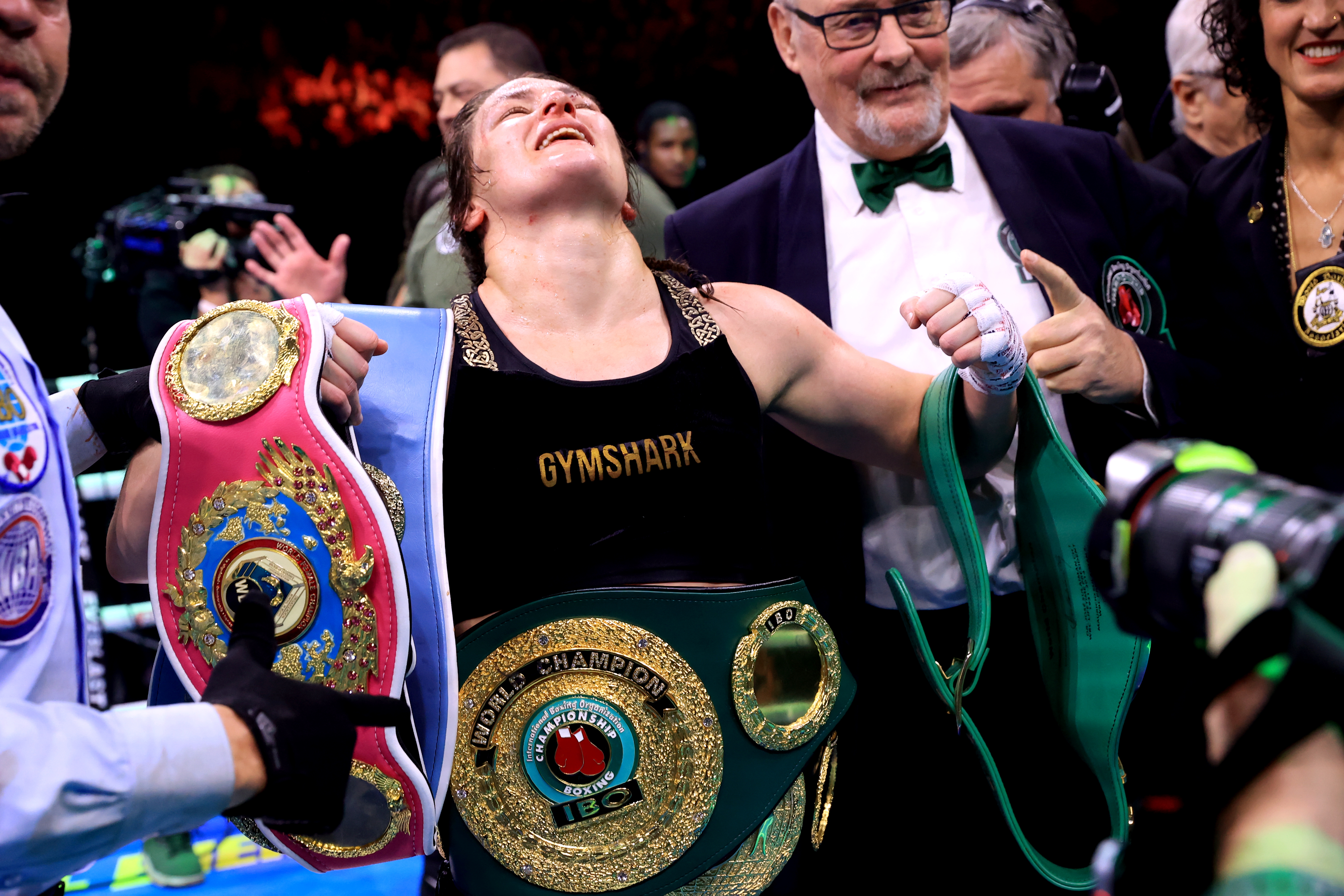 Katie Taylor celebrates
