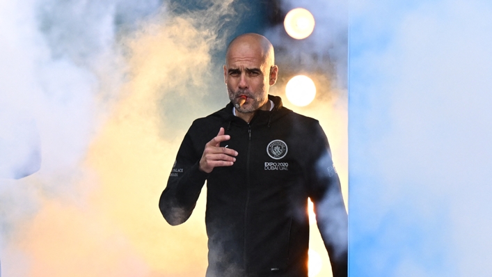 Pep Guardiola celebrated his most recent Premier League triumph in style