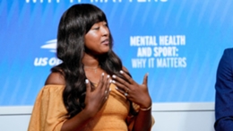 Naomi Osaka speaks during a forum on mental health at the US Open (Mary Altaffer/AP)