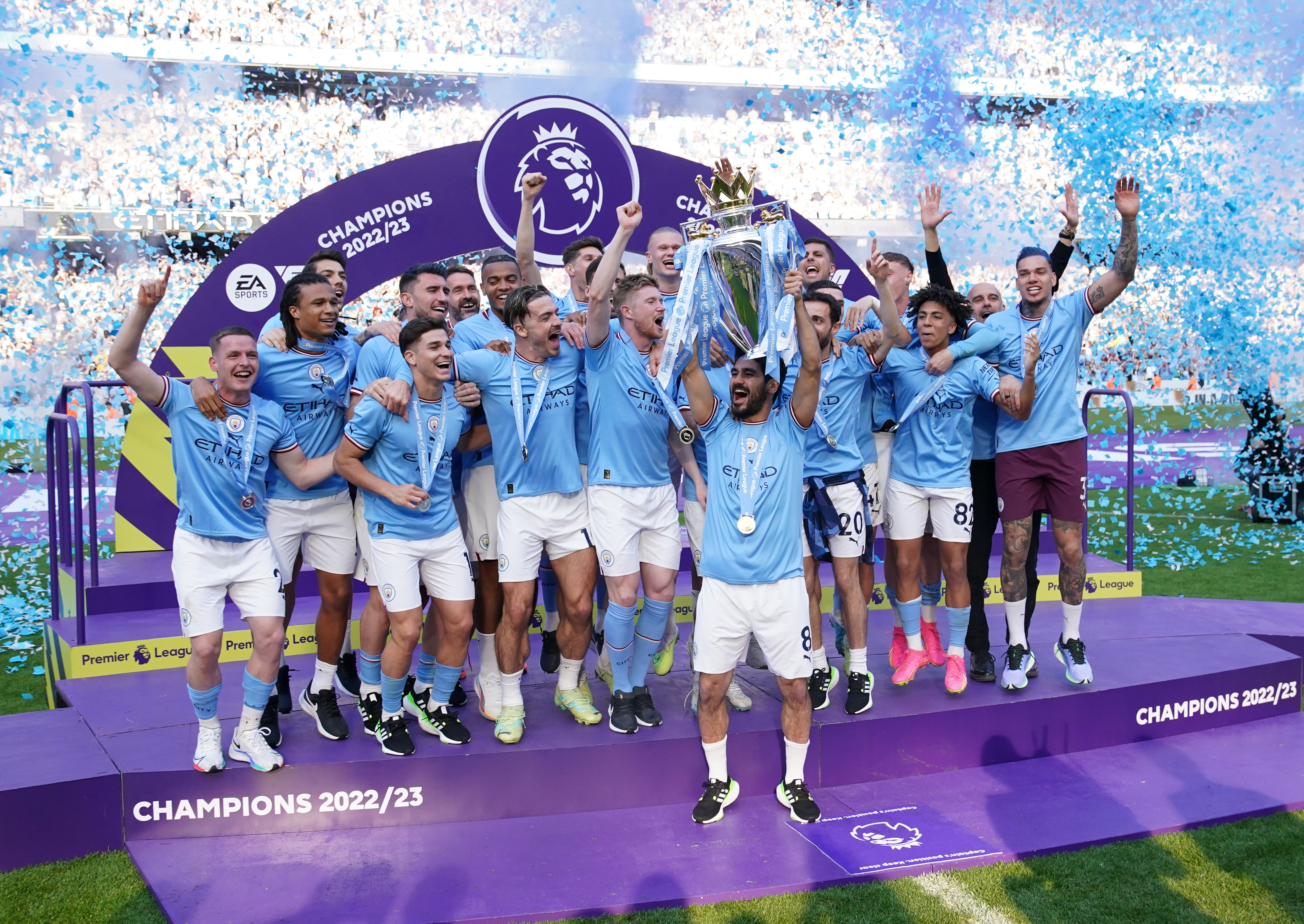 Manchester City partied hard after their trophy presentation on Sunday