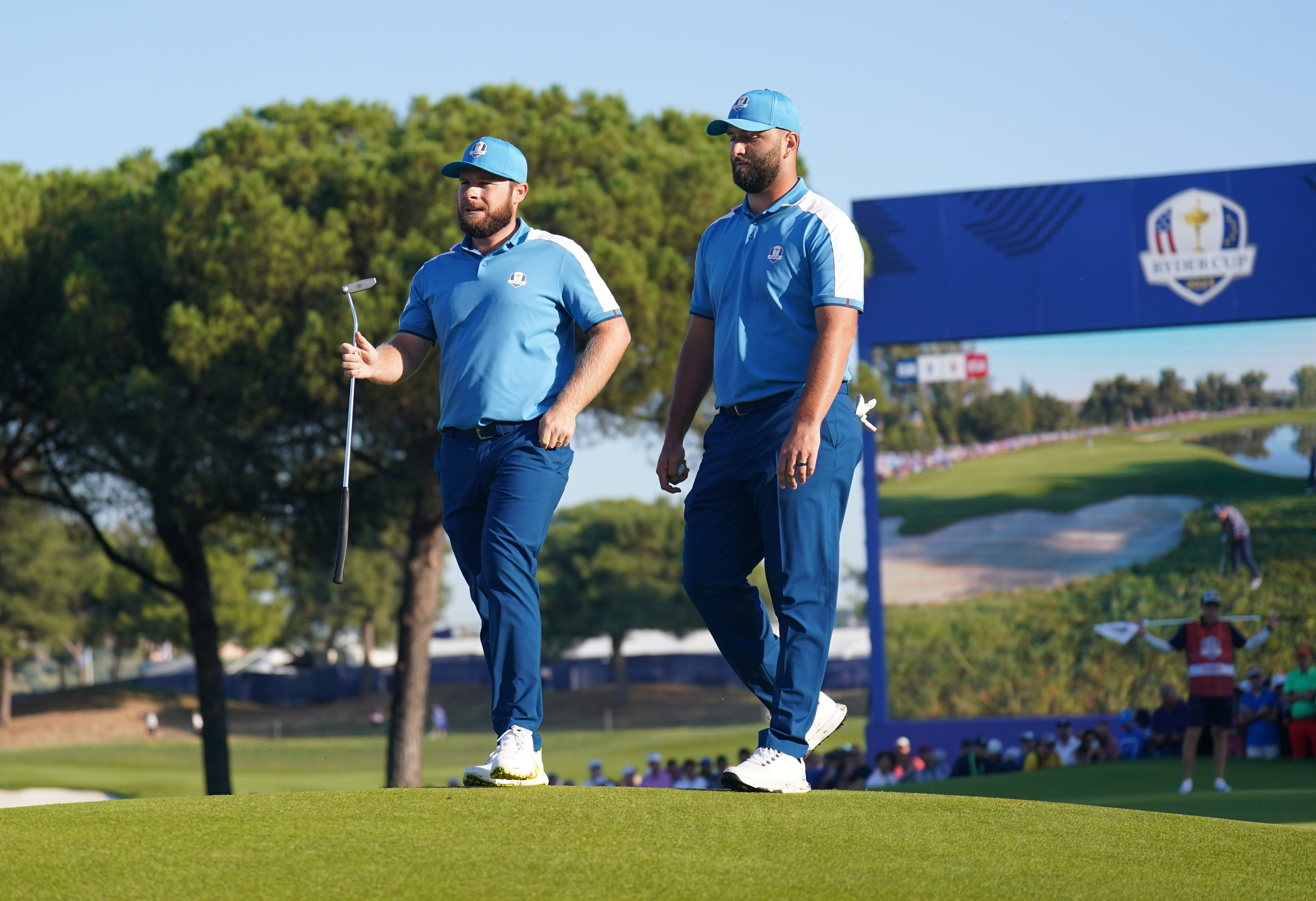 Jon Rahm, right, and Tyrrell Hatton