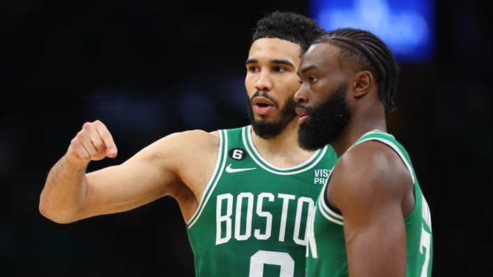 Jaylen Brown (r) and Jayson Tatum hailed the Celtics' unity