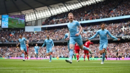 Manchester City star Kevin De Bruyne celebrates against Liverpool